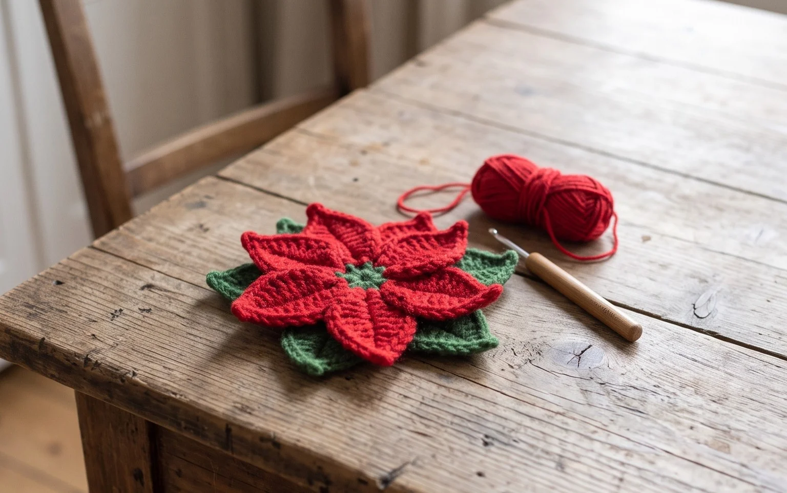 Sternblumen Weihnachtsstern häkeln: Kostenlose Anleitung