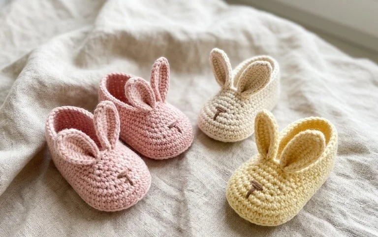 Süße Hasen-Babyschuhe häkeln: Kostenlose Anleitung
